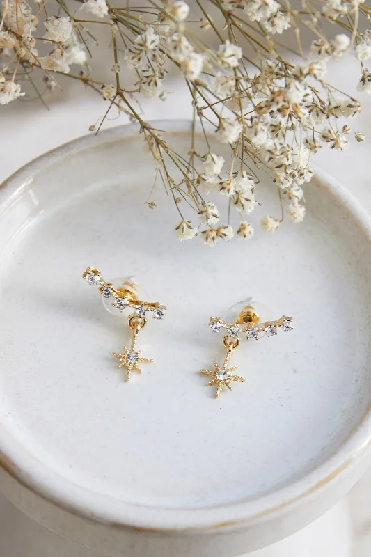 Chic Women's Attire New Season Fashion Preview Sale Virgo Crystal Star Earrings Gold