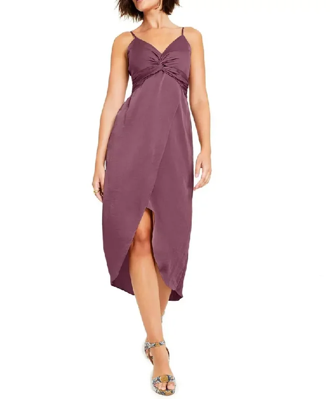 Women's Wardrobe Apparel Sophisticated Style M - bar iii purple twist bodice midi dress