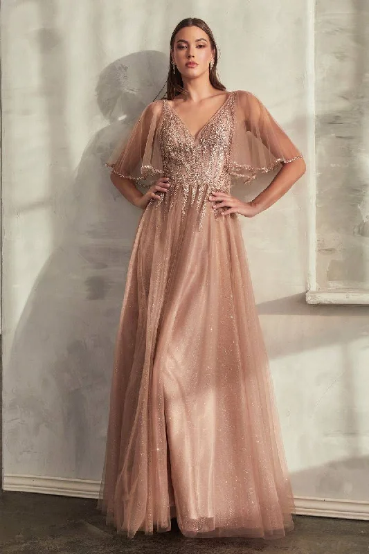 Everyday Glamour Layered Tulle Skirt A-Line Embroidered Bodice Long Mother Of The Bride Dress CDCD0175