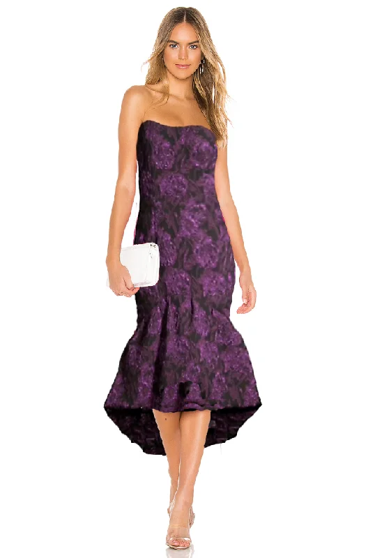 Women's Wedding Apparel Chic Casual Style aidan mattox purple strapless jacquard midi dress
