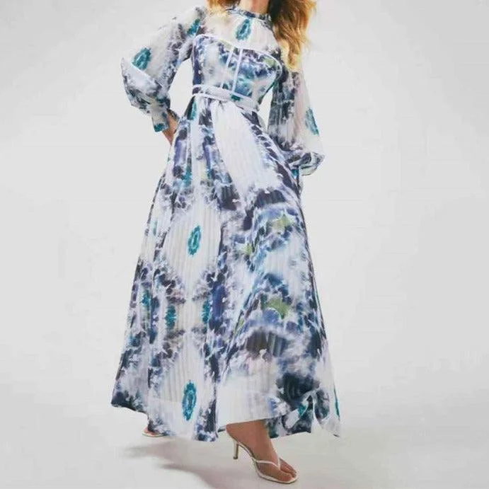 Sustainable Women's Clothes Save Big KittenAlarm - Talitha Tie-dye Poet Sleeves Maxi Dress