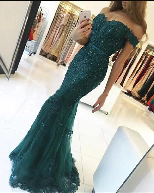 Casual Clothes For Women Effortless Comfort Teal Lace Mermaid Formal Prom Dress for Wedding  Long Special Event Gown PL7458
