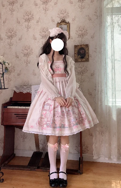 Daily Deals (Buy for me) Sugar Girl~Bear Tea Party~Sweet Lolita JSK and Headdress
