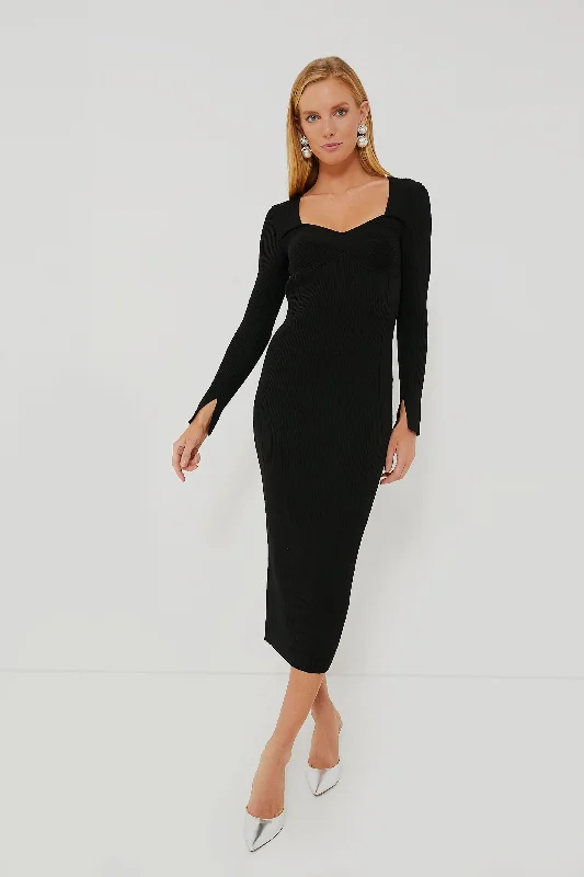 Women's Outdoor Activity Garments Buy More, Save More Black Long Sleeve Sculpted Midi Dress
