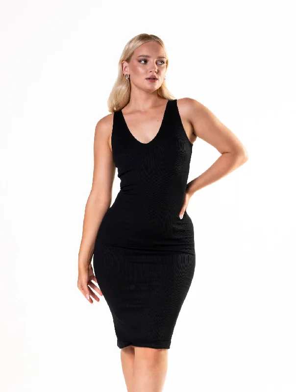 Women's Party Outfit Style Upgrade Deep V-Neck Seamless Midi Dress