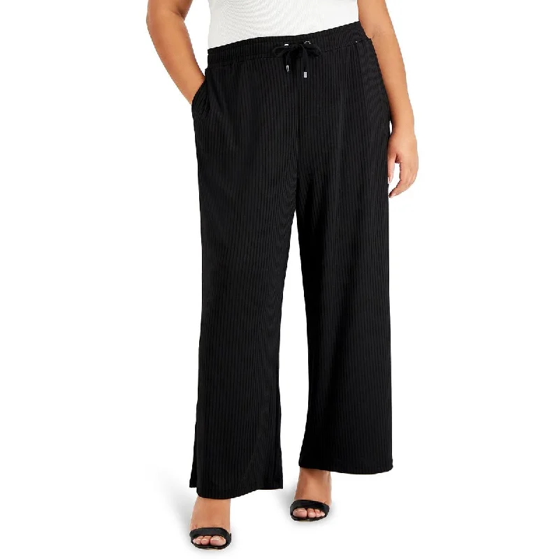 Comfortable Lounge Clothing Score Big On Glamorous Red - Carpet Styles Plus Womens Ribbed Knit Wide Leg Pants Comfortable Lounge Clothing Score Big On Glamorous Red - Carpet Styles Plus Womens Ribbed Knit Wide Leg Pants