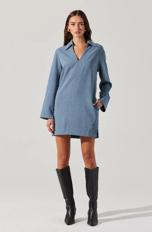 Formal Outfit For Women Feminine Elegance V-Neck Woven Mini Dress