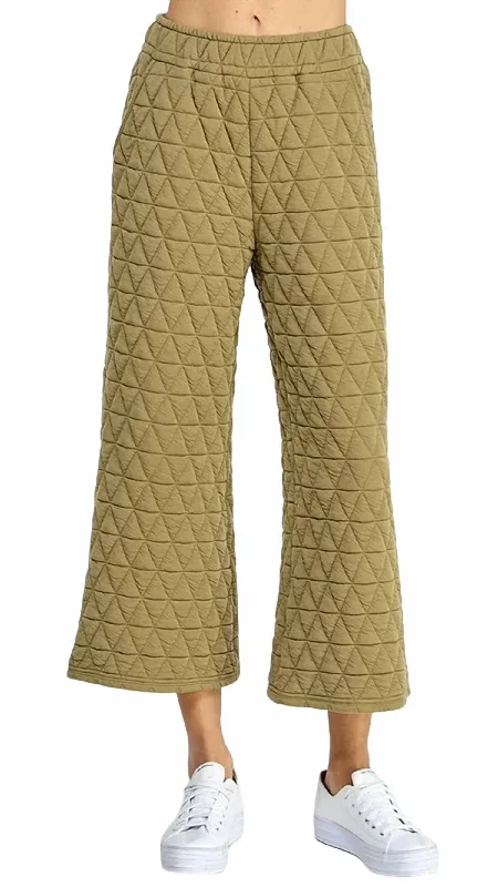 Formal Outfit For Women Seasonal Sale Quilted Flare Pant In Olive
