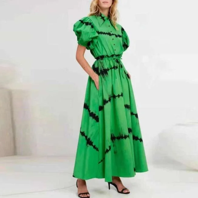 Vintage-Inspired Women's Clothes Stylish Spring Fashion KittenAlarm - Phillipa Puff Sleeves Maxi Dress