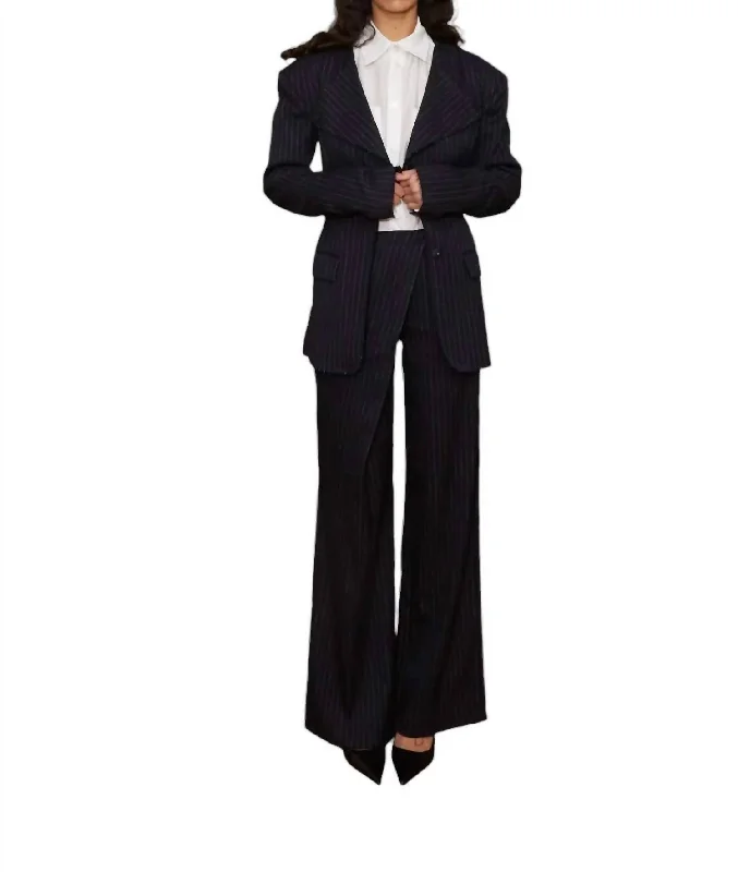 Elegant Women's Evening Garments Hot Brand Discounts Pinstripe Trousers In Navy