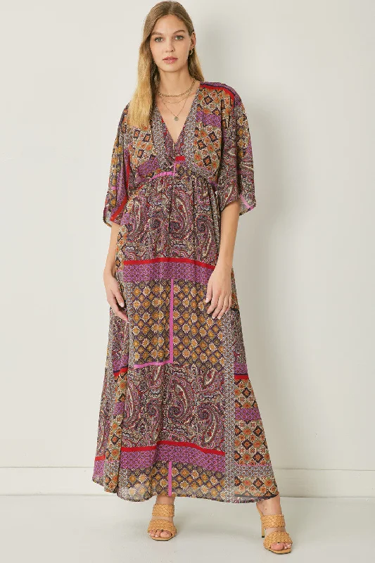 Women's Vacation Outfit Set Huge Price Cut Mixed Print Bohemian Maxi Dress