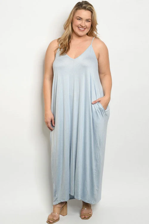 Vintage-Inspired Women's Apparel Limited Quantities Baby Blue Plus Size Maxi Dress Cover Up Vintage-Inspired Women's Apparel Limited Quantities Baby Blue Plus Size Maxi Dress Cover Up