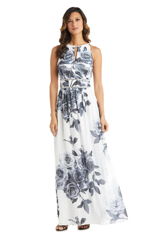 Women's Holiday Outfit Latest Trends R&M Richards 7045 Long Formal Chiffon Print Dress Sale