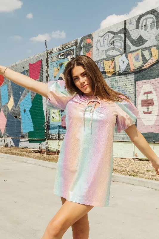 Stylish Savings Rainbow Leather Key Hole Dress