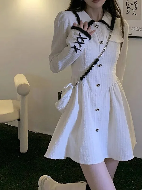 Fashion-Forward Styles At Incredible Discounts White Sailor Academia Dress