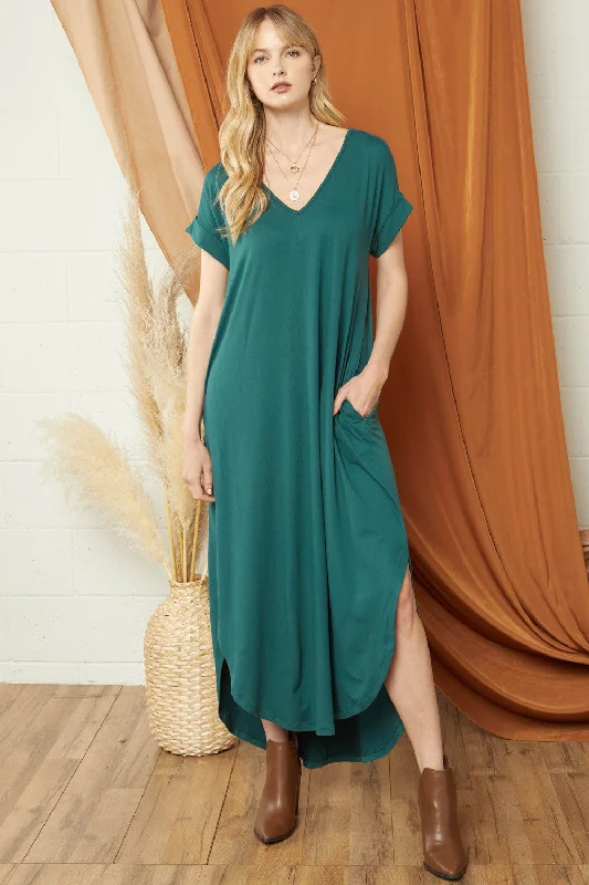 Chic Women's Outfit Hot Deals Everyday Pocket Maxi Dress, Hunter Green