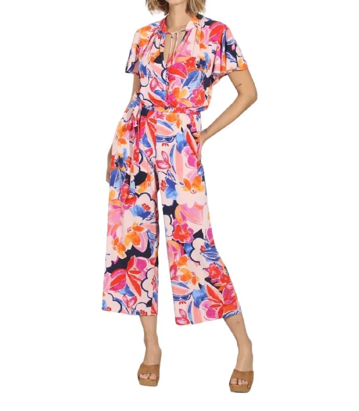 Women's Formal Event Clothing Clearance Event Short Sleeve Jumpsuit In Sinclair