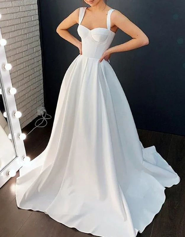Women's Activewear Outfit Fashionista Favorites Women A-Line Satin Wedding Dresses Sleeveless Bridal Gowns YWD223