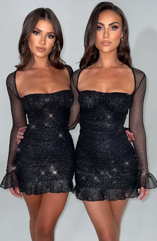 Women's Chic Outerwear Attire Limited Time Deal Brea Mini Dress - Black Sparkle