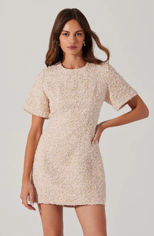 Women's High-End Clothing Vibrant Prints Portilla Tweed Mini Dress