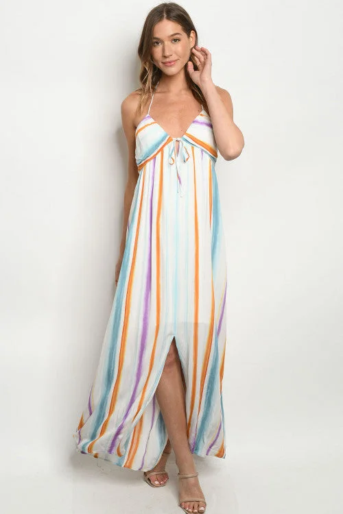 Women's Holiday Apparel Discounts On Casual Weekend Styles Ivory Tie Dye Stripe Maxi Dress Women's Holiday Apparel Discounts On Casual Weekend Styles Ivory Tie Dye Stripe Maxi Dress