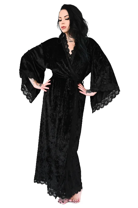 Essentials On Sale Bathory Dressing Robe - Black Velvet