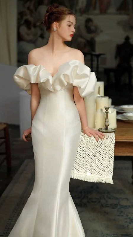 Women's Seasonal Attire Essentials On Sale Vintage Mermaid Dress, Satin Wedding Dress, Luxury Wedding Dress