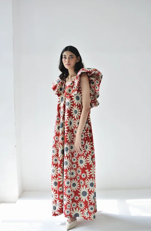 Stylish Women's Apparel Current Trends Cosmic Blossom Midi Dress
