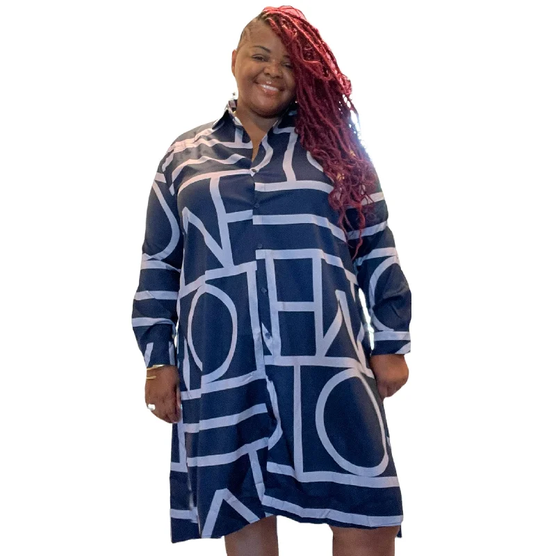 Refresh Your Wardrobe At A Fraction Of The Cost Womens Button Down Geometric Dress