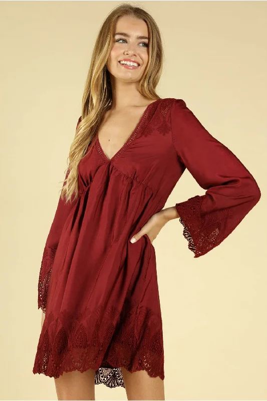 Big Savings, Bigger Style Heaven's Touch Lace Dress, Wine