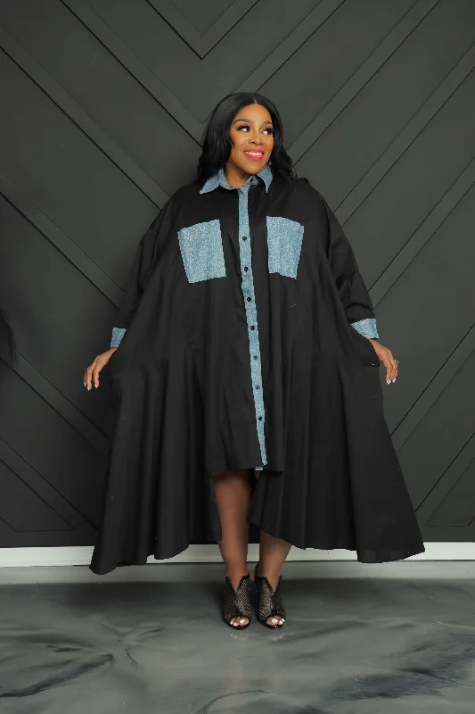 Weekend Sale – Limited-Time Deals Black Outta Denim Pocket Dress