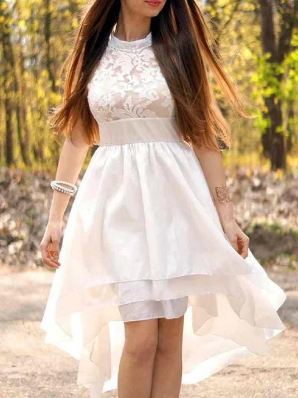 Women's Formal Apparel Trendy Aesthetics Women A-Line Appliques Wedding Dresses High Low Lace Bridal Gowns YWD197
