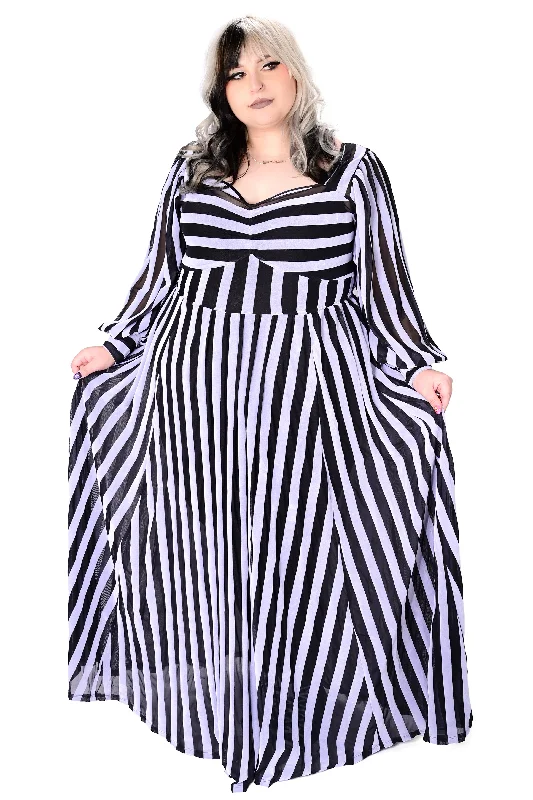 Affordable Fashion Clothing For Women The Epitome Of Modern Women's Fashion Victoria Striped Mesh Gown - Ice White