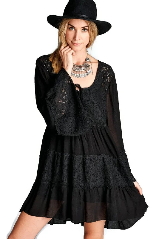 The Best Time To Shop Is Now Ruffles & Lace Dress, Black