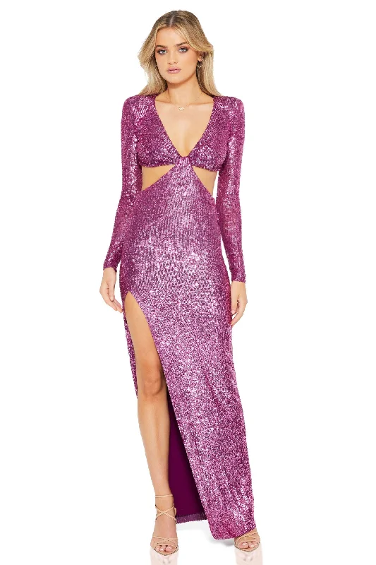 Women's Vacation Outfit Set Chic Urban Fashion Look SEQUIN JEWEL GOWN