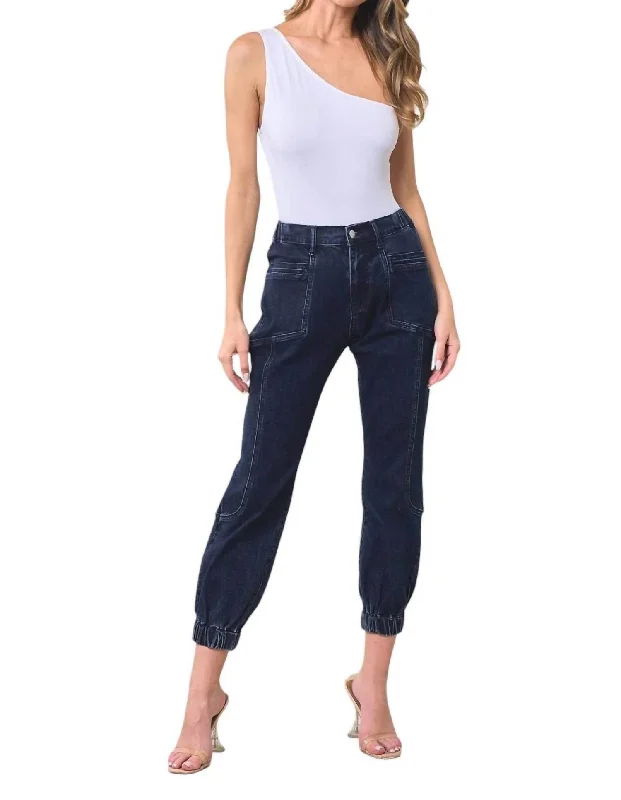 Casual Apparel For Women Versatile Outfits Premium Denim Jogger Pants In Dark Denim
