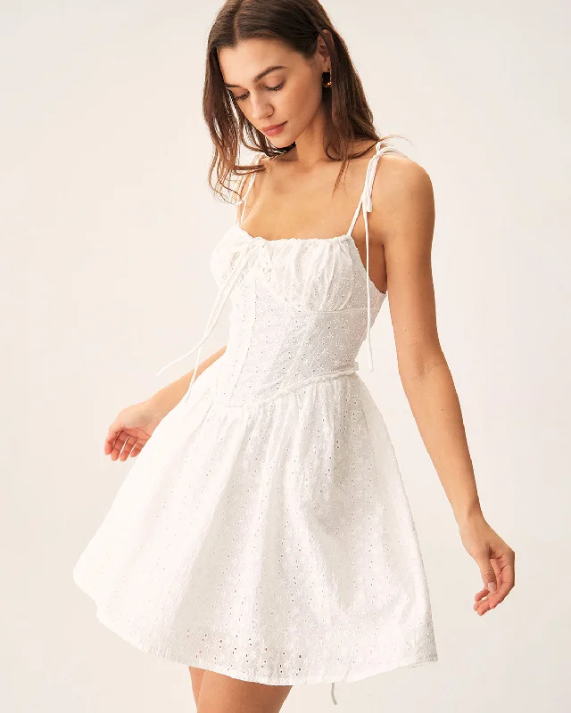 Women's Work Outfit For The Office Disco - Inspired Retro Dance Look White Ruched Corset Slip Mini Dress Women's Work Outfit For The Office Disco - Inspired Retro Dance Look White Ruched Corset Slip Mini Dress