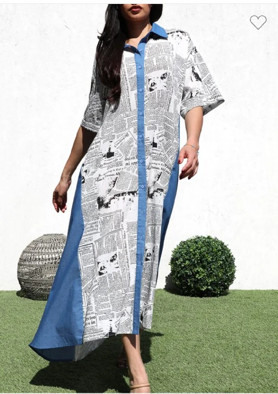 Women's Resort Apparel Wardrobe Essentials Oversize Paper Print Maxi Dress
