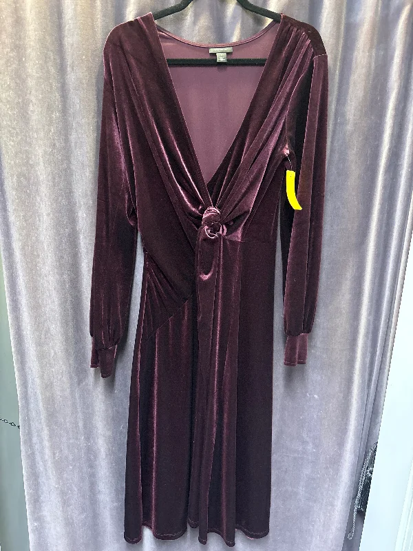 Women's Vacation Outfit Set Spring Fashion Halogen Velvet Knot Midi Dress - Large