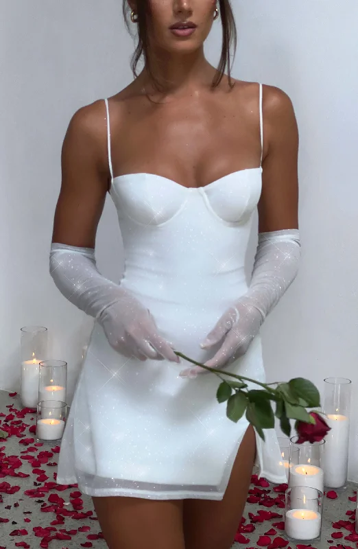 Women's Festive Attire Special Offer Pixie Mini Dress - Ivory Sparkle