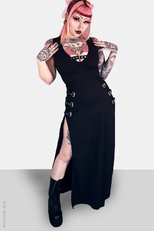 Women's Vintage Attire All Season Fashion Collection Rosetta Buckle Maxi Dress