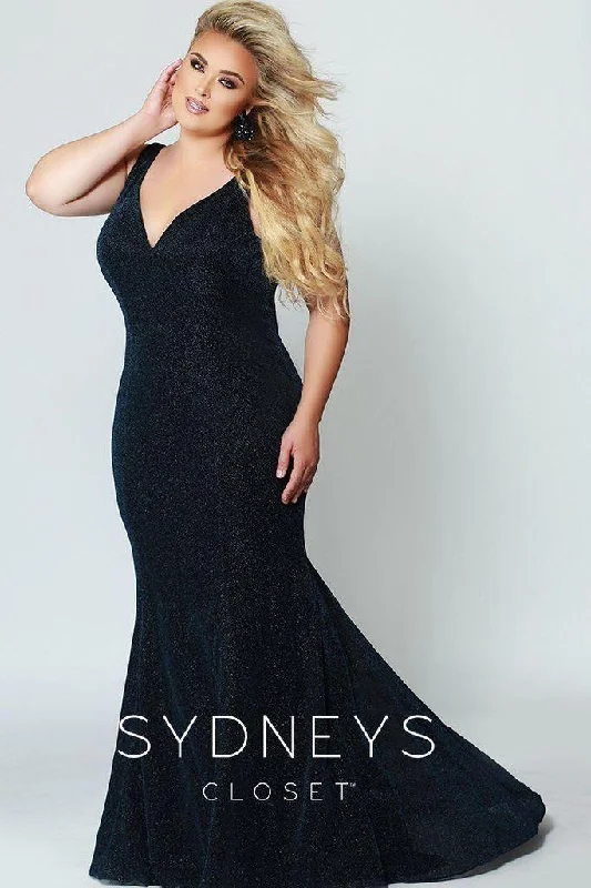 Women's Classic Outfit Flash Sale Sydneys Closet Long Shimmery Sleeveless Prom Plus Size Dress