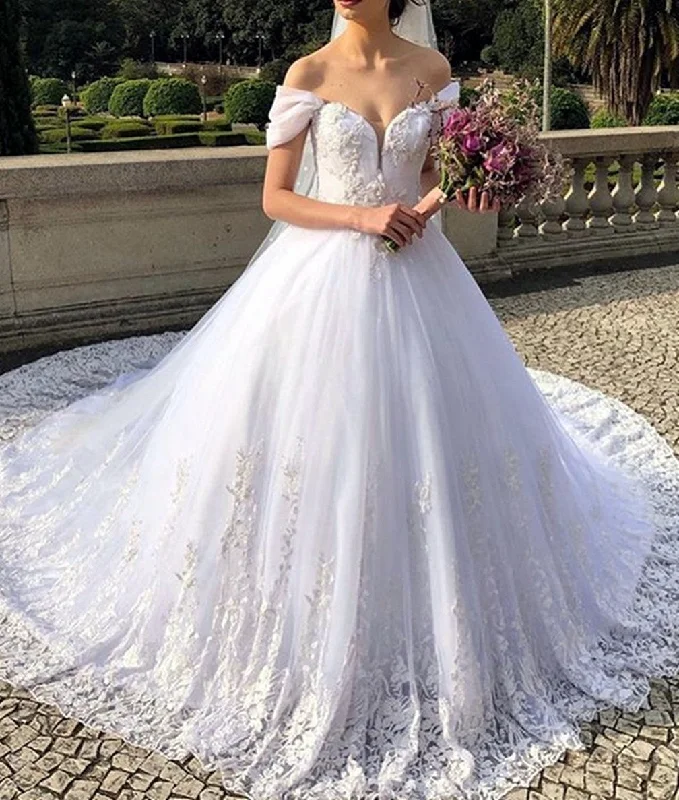 Women's Outerwear Garments Daily Deals Women Ball Gown Appliques Wedding Dresses Sweetheart Lace Bridal Gowns YWD205