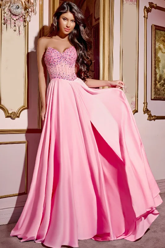 Women's Plus-Size Outfit Eclectic Style Wardrobe Jovani D6021 Size 00 Pink Sheer Pink Crystal Corset A Line Prom Dress V Neck Slit Formal Gown Chiffon Women's Plus-Size Outfit Eclectic Style Wardrobe Jovani D6021 Size 00 Pink Sheer Pink Crystal Corset A Line Prom Dress V Neck Slit Formal Gown Chiffon