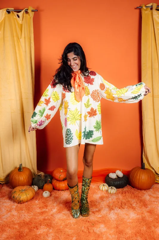 Now On Sale For Chic Urban Styles Beige Fall Leaves Dress