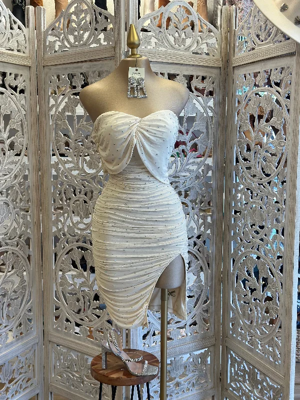 Exclusive Styles, Exclusive Discounts Ivory Rhinestone Detail Dress