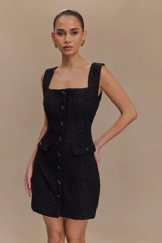 Women's Clothing For Casual Outings Style Versatile Women's Collection Desire Boucle Mini Dress - Black Women's Clothing For Casual Outings Style Versatile Women's Collection Desire Boucle Mini Dress - Black