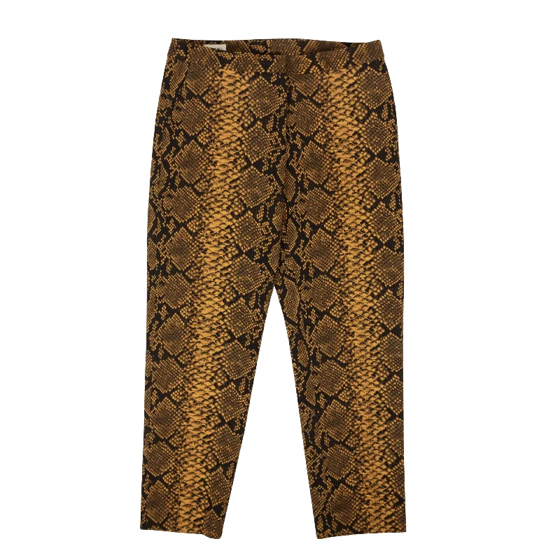 Women's Clothing And Garments Sets Vibrant Femme Fashion Dries Van Noten Snake Print High Rise Wool Pants - Gold
