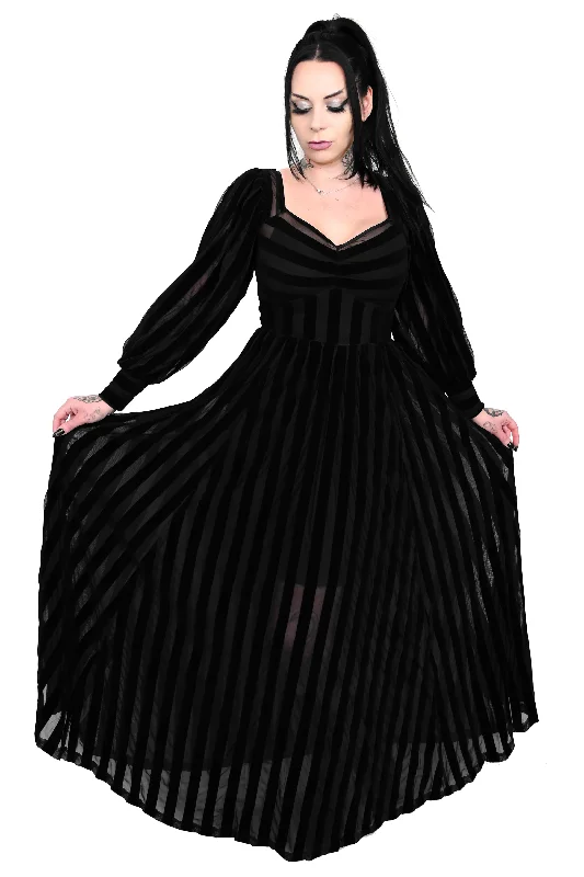 Women's Clothing With Trendy Designs Redefining Women's Fashion Victoria Striped Mesh Gown - Black