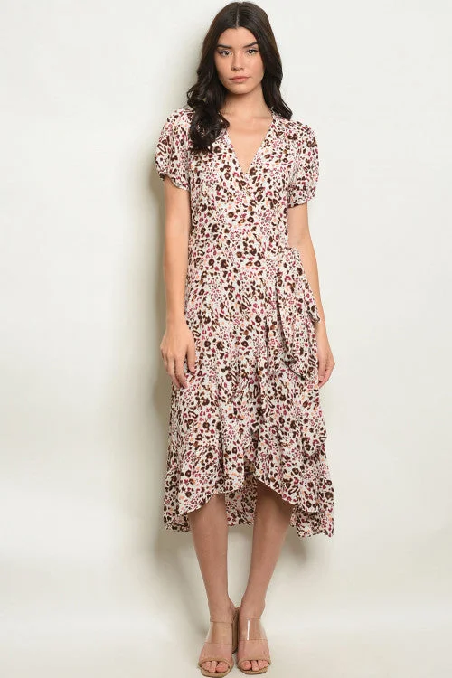 Women's Travel Apparel Spring Fling Sale Berry Animal Print High Low Maxi Dress
